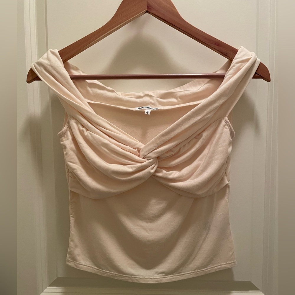 Reformation Ezlynn Knit Top — Cream — Small